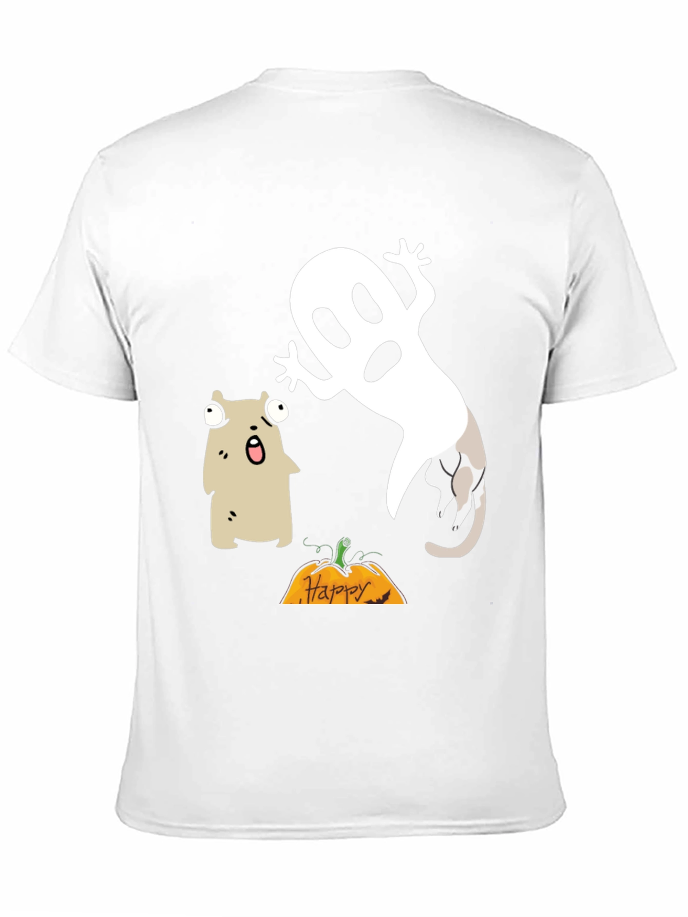 Camiseta Halloween con Fantasma y Criatura Sorprendida