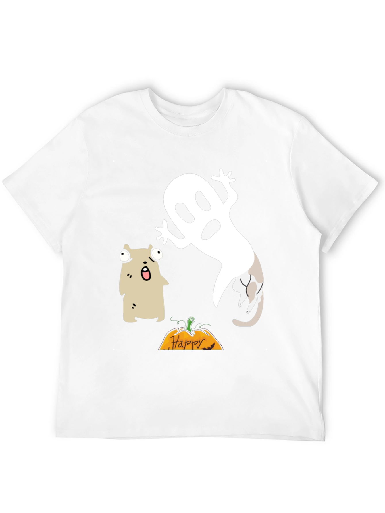 Camiseta Halloween con Fantasma y Criatura Sorprendida