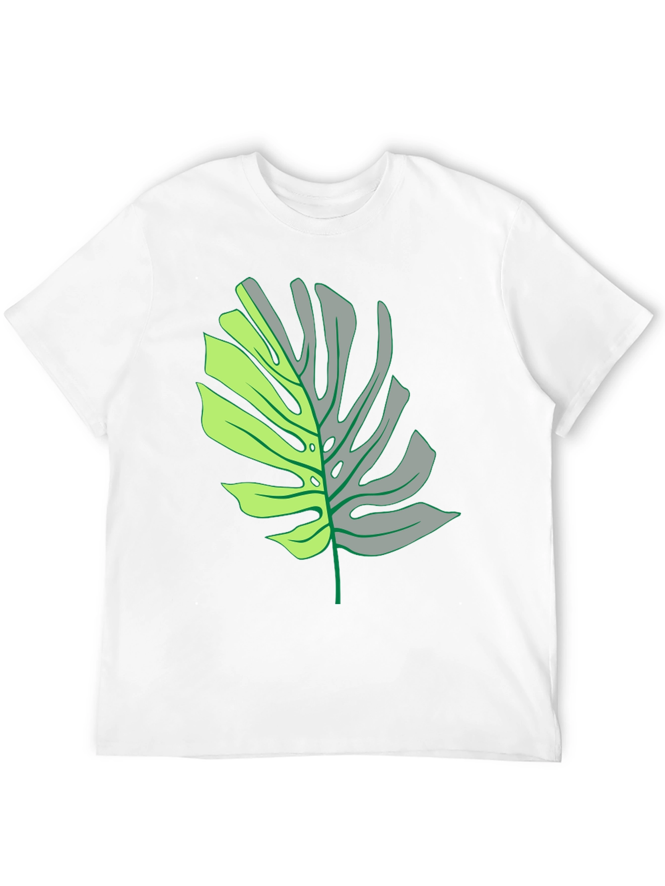 Camiseta Negra con Diseño de Hoja Monstera Dividida
