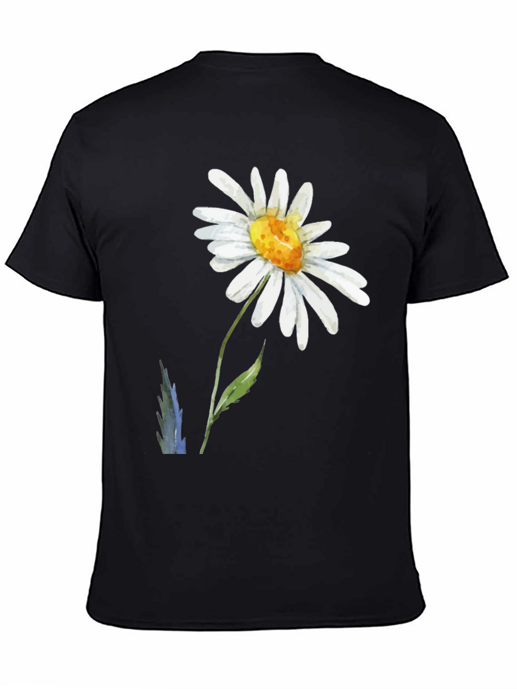 Camiseta Negra con Diseño de Margarita