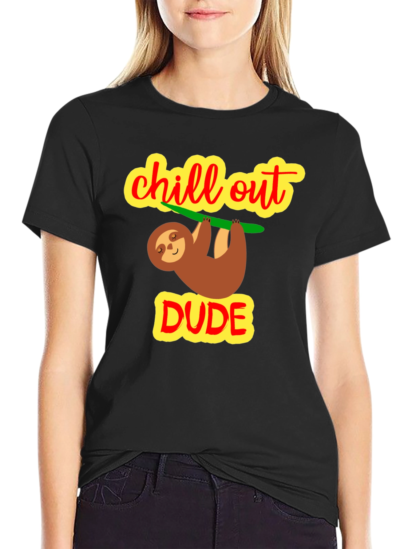Camiseta Negra Chill Out Dude Relajada