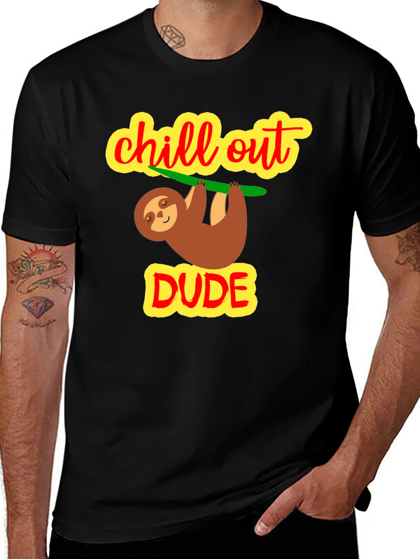 Camiseta Negra Chill Out Dude Relajada
