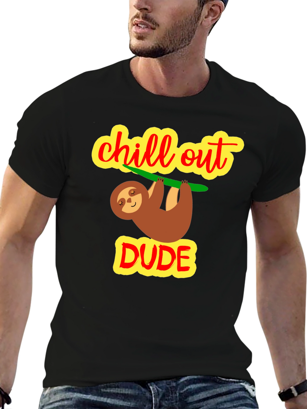 Camiseta Negra Chill Out Dude Relajada