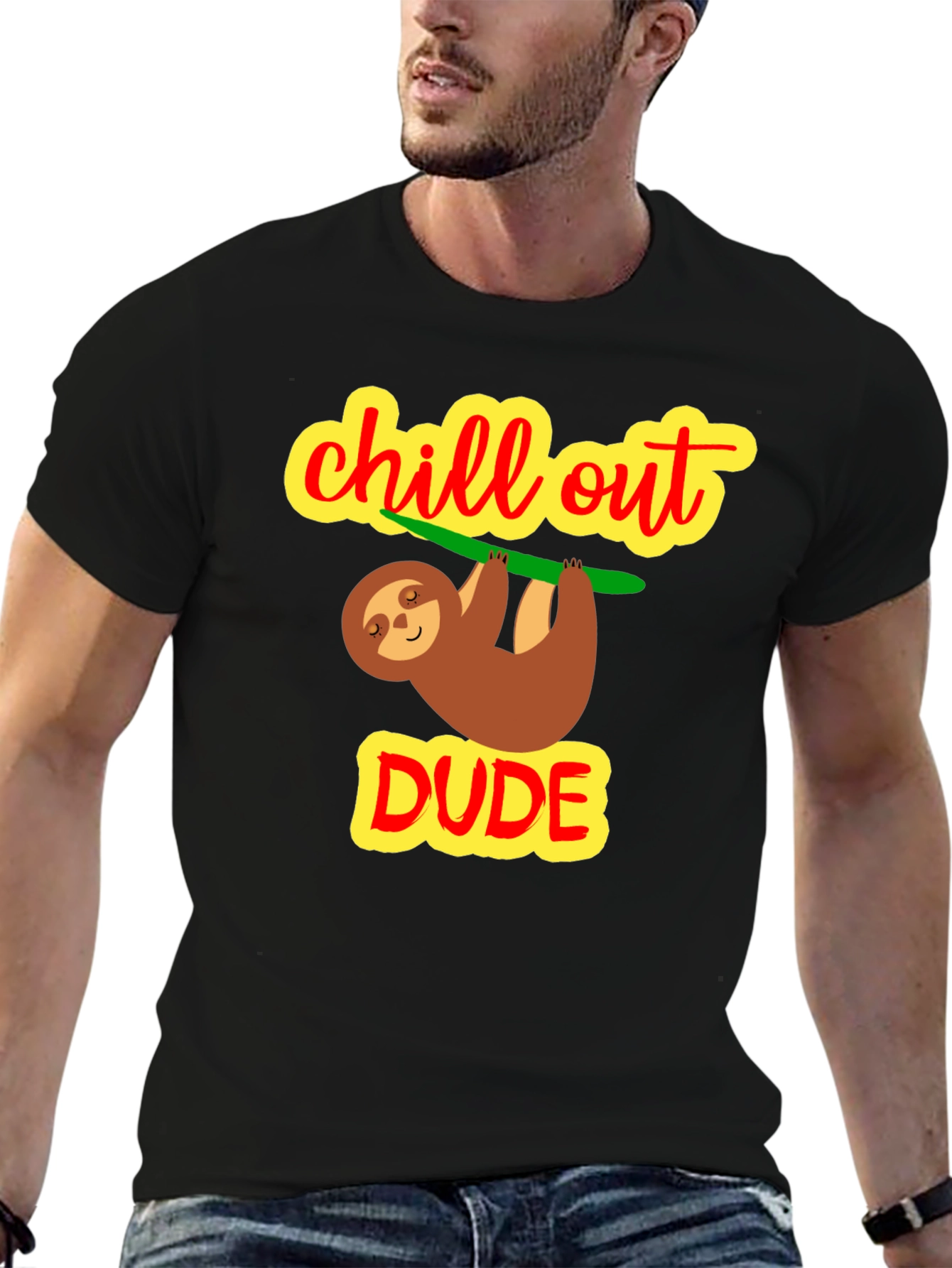 Camiseta Negra Chill Out Dude Relajada