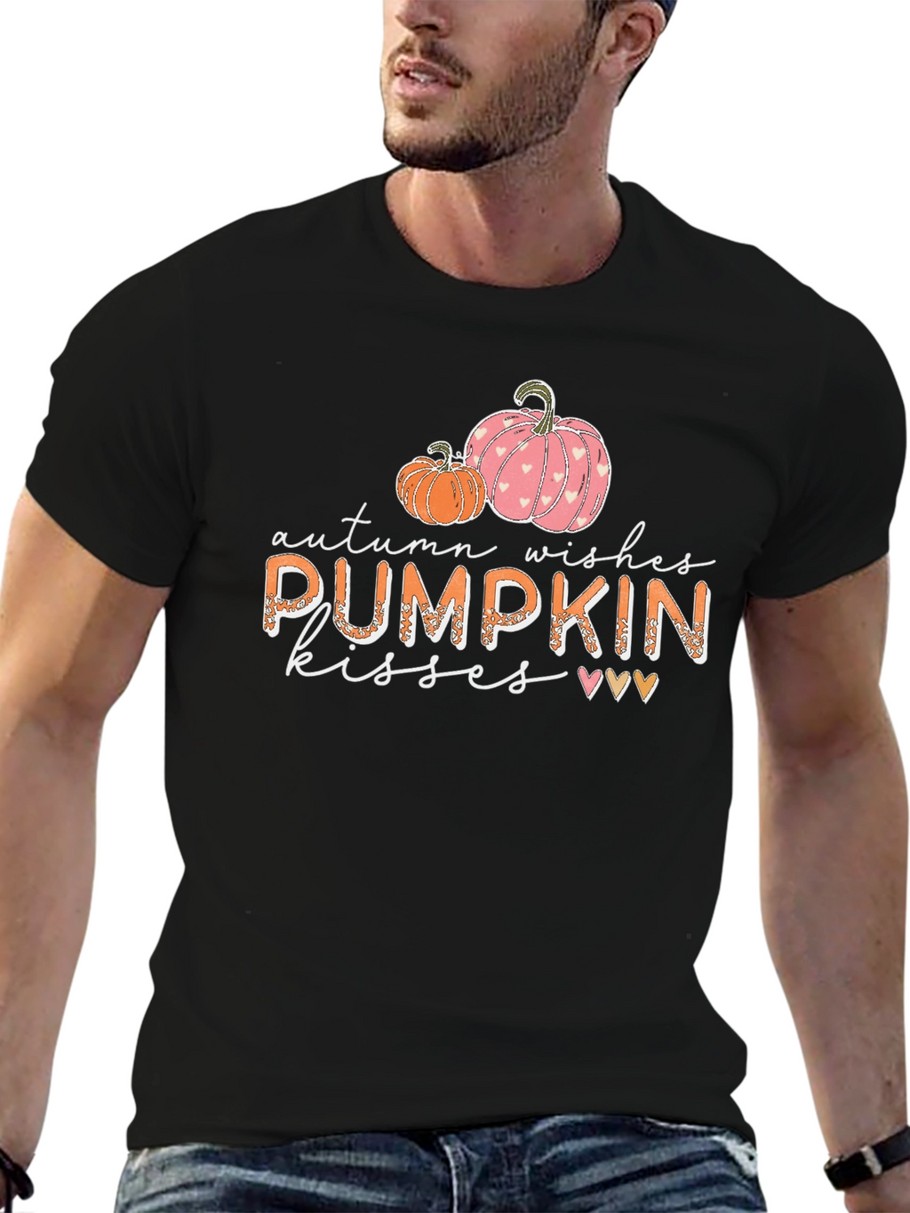 Camiseta Negra Autumn Wishes Pumpkin Kisses
