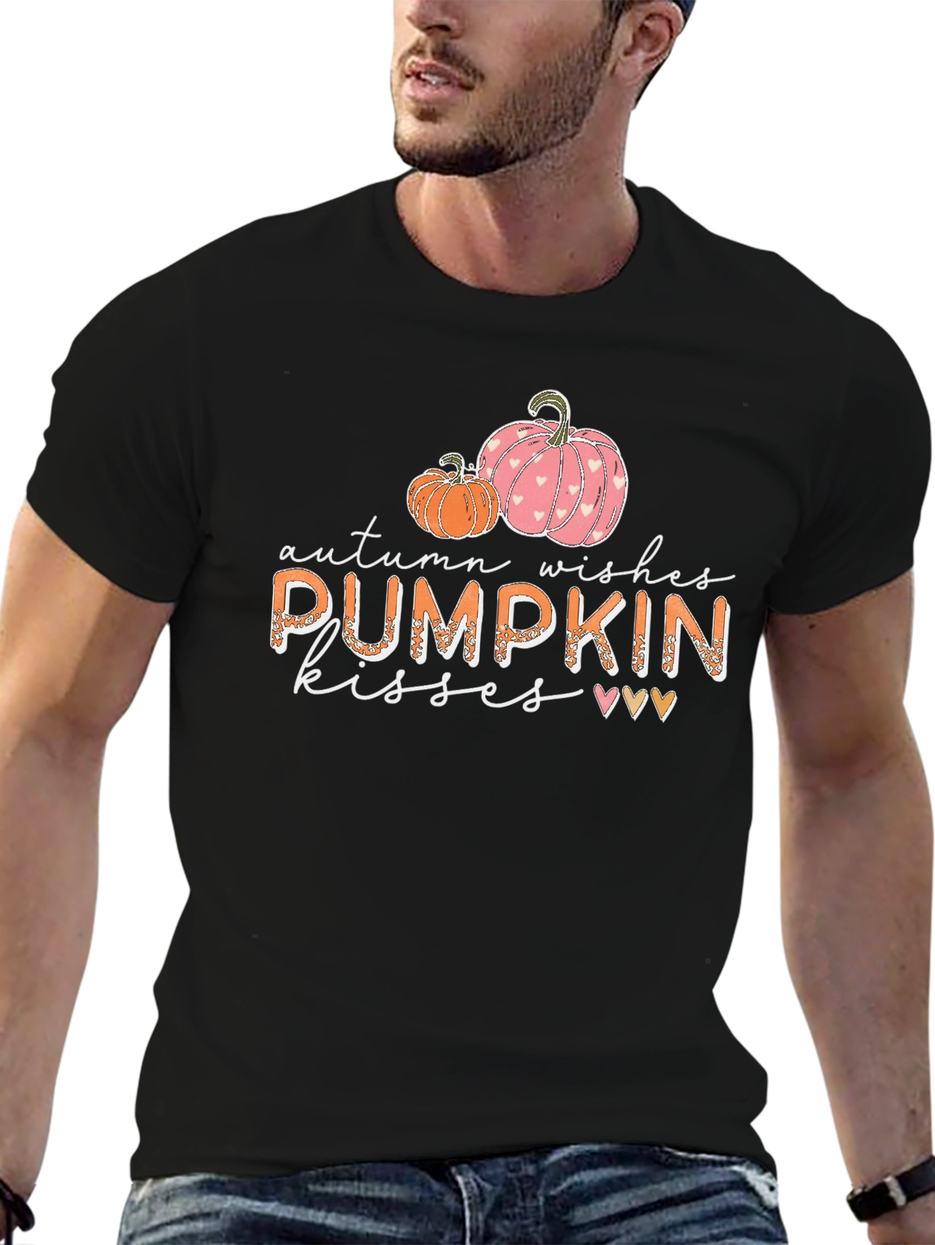 Camiseta Negra Autumn Wishes Pumpkin Kisses