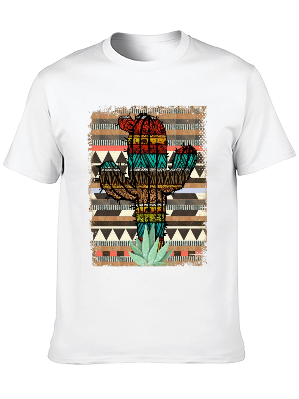 Camiseta Negra Cactus Tribal Estampado