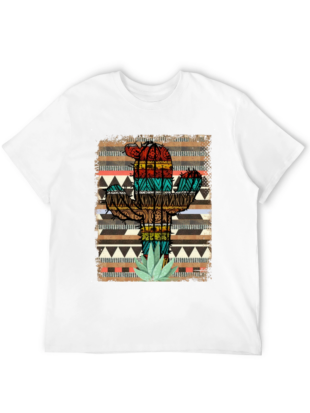 Camiseta Negra Cactus Tribal Estampado