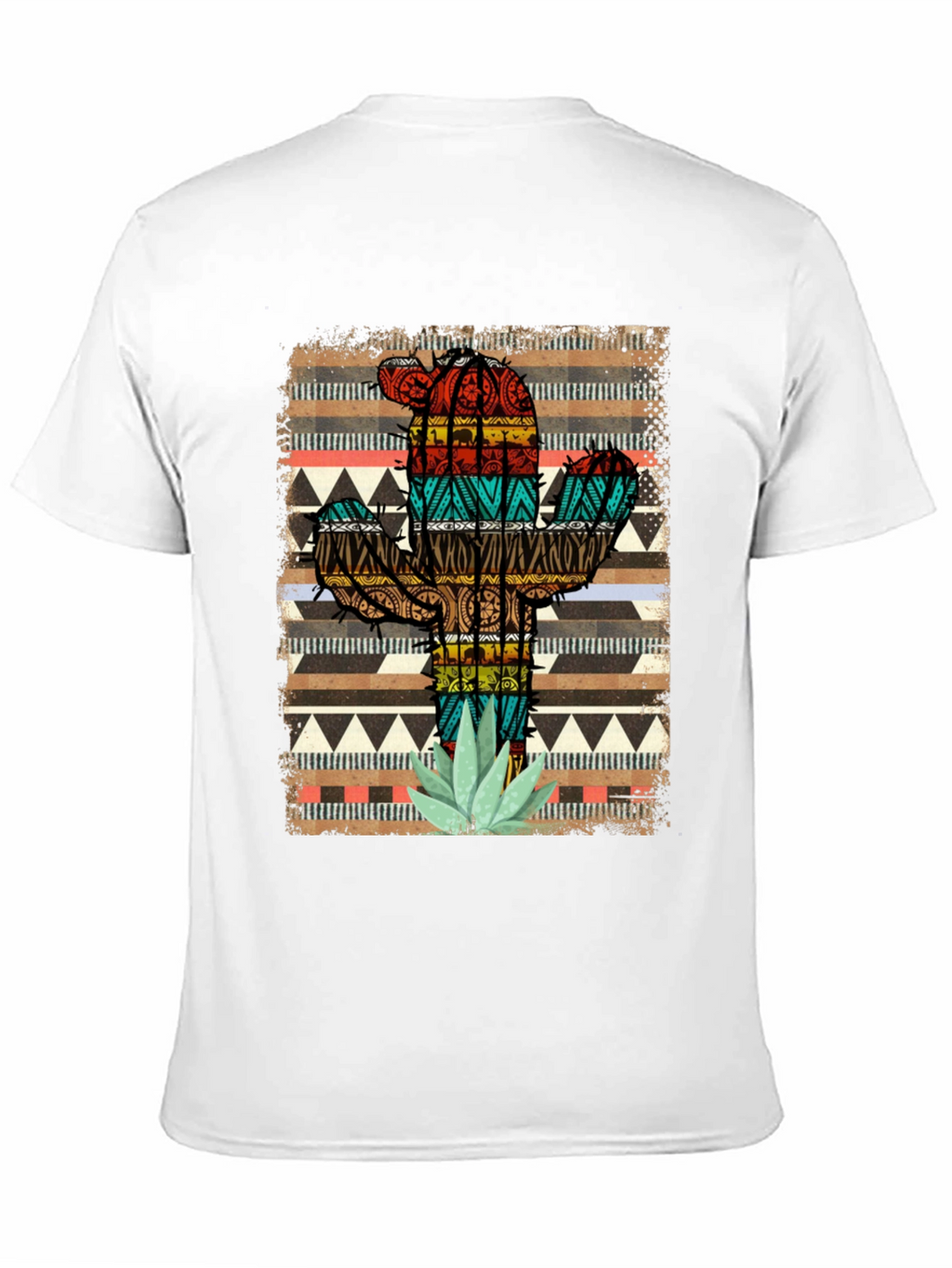 Camiseta Negra Cactus Tribal Estampado