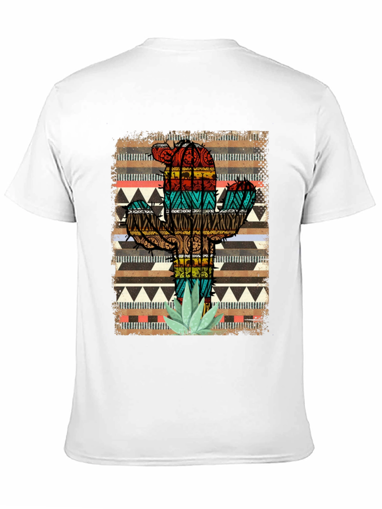 Camiseta Negra Cactus Tribal Estampado