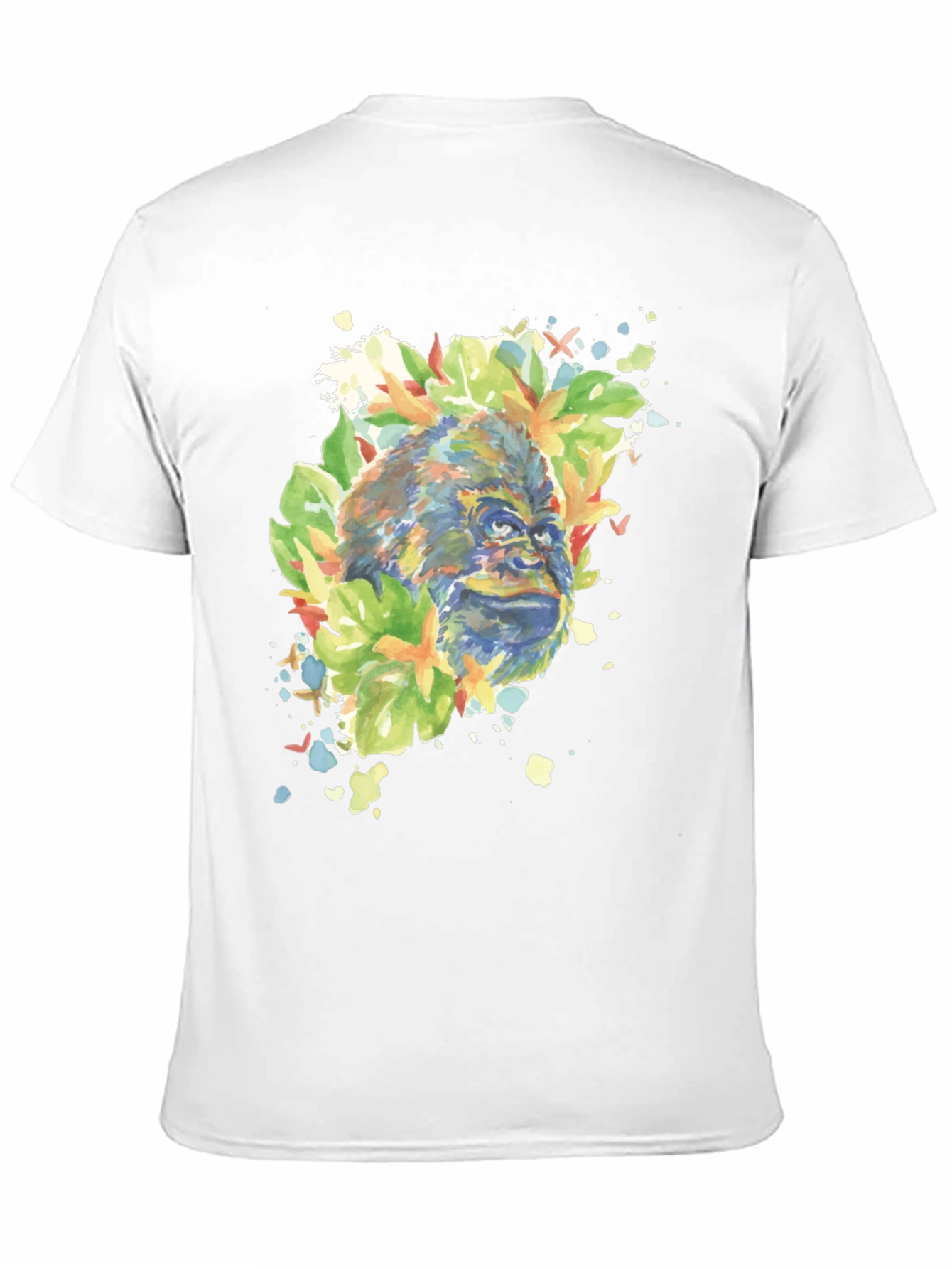 Camiseta Negra con Diseño de Gorila Acuarela