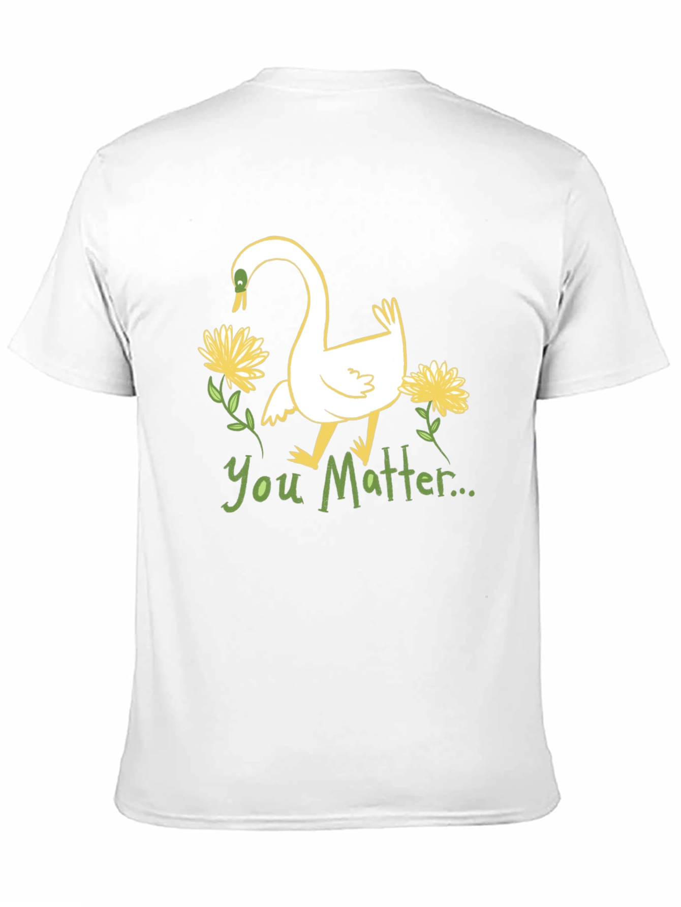 Camiseta Negra con Diseño de Cisne y Flores