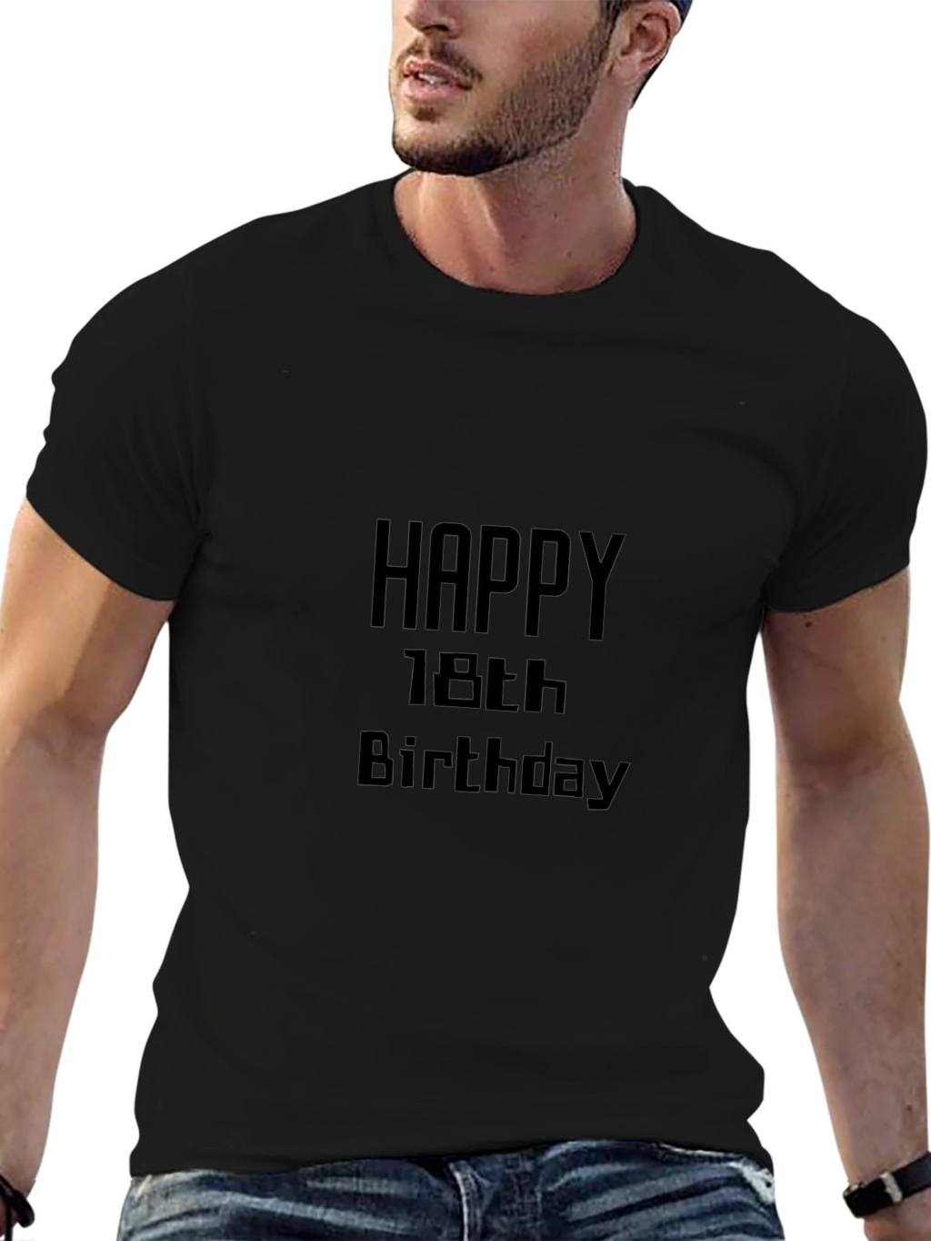 Camiseta Negra Feliz 18 Cumpleaños