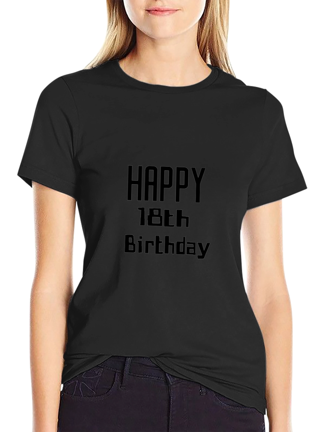 Camiseta Negra Feliz 18 Cumpleaños