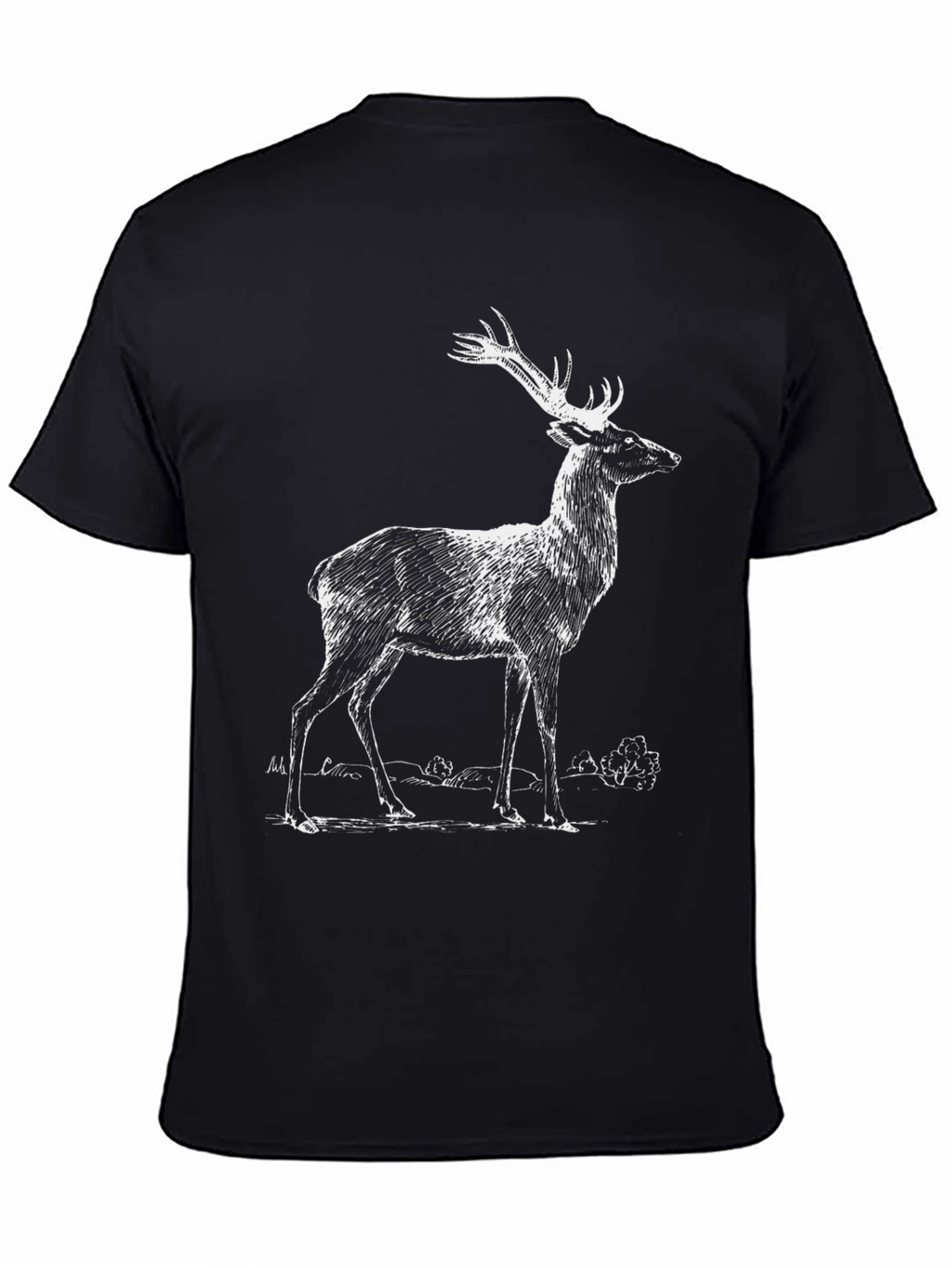 Camiseta Negra con Diseño de Ciervo Blanco