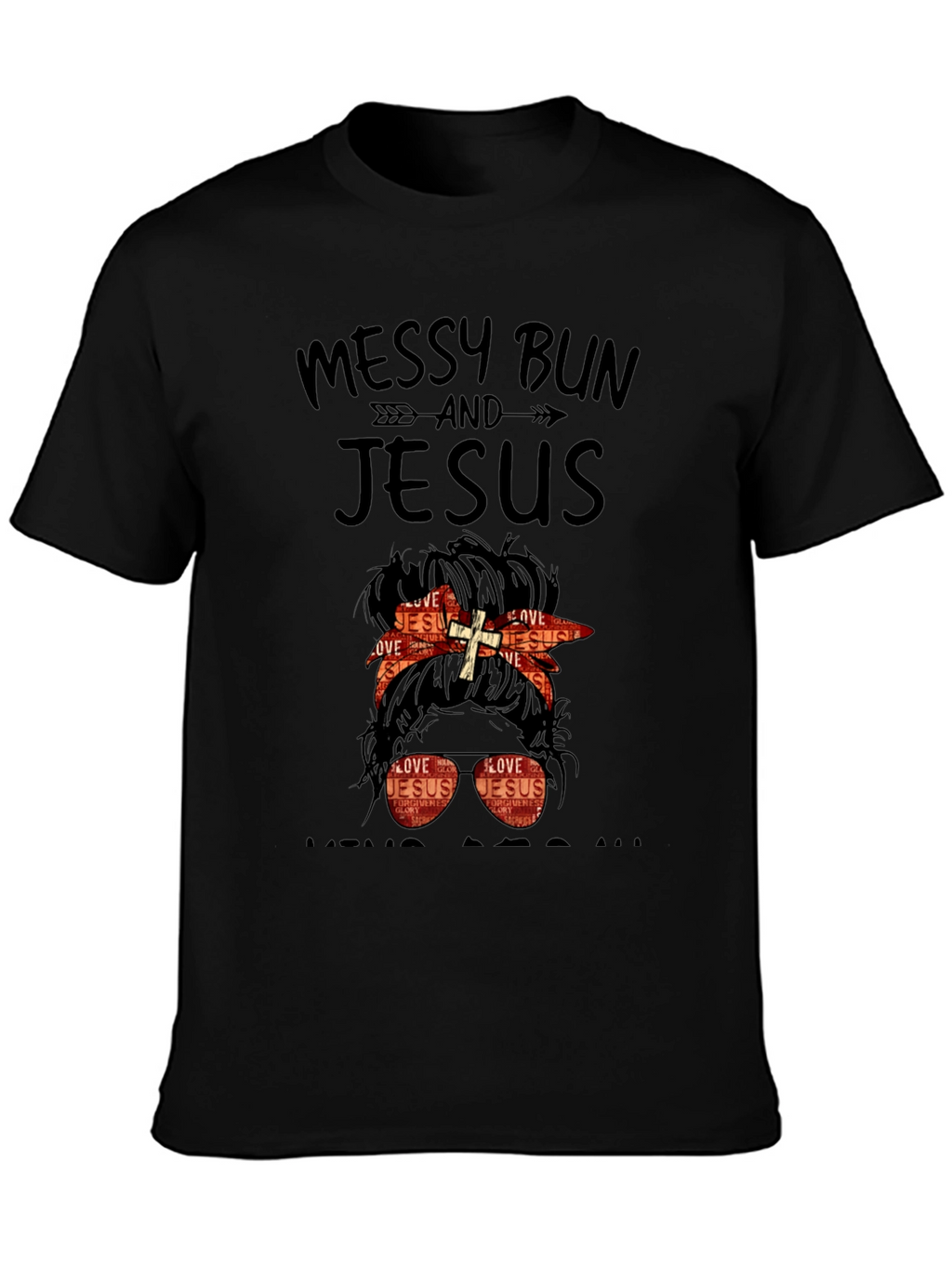 Camiseta Mujer Moño Desordenado y Jesús