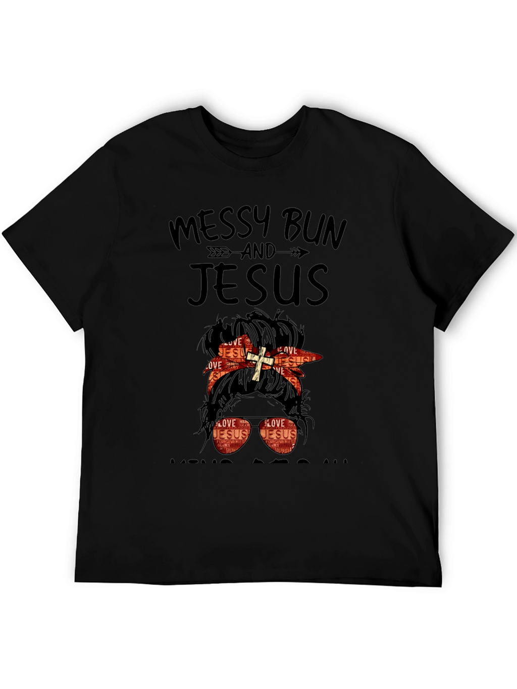 Camiseta Mujer Moño Desordenado y Jesús