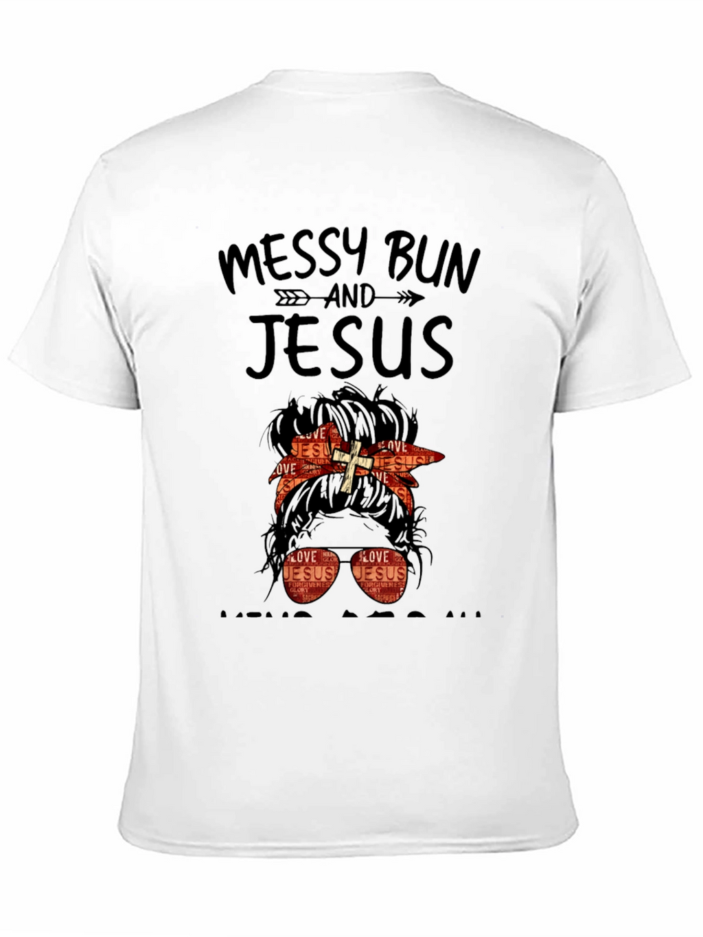 Camiseta Mujer Moño Desordenado y Jesús