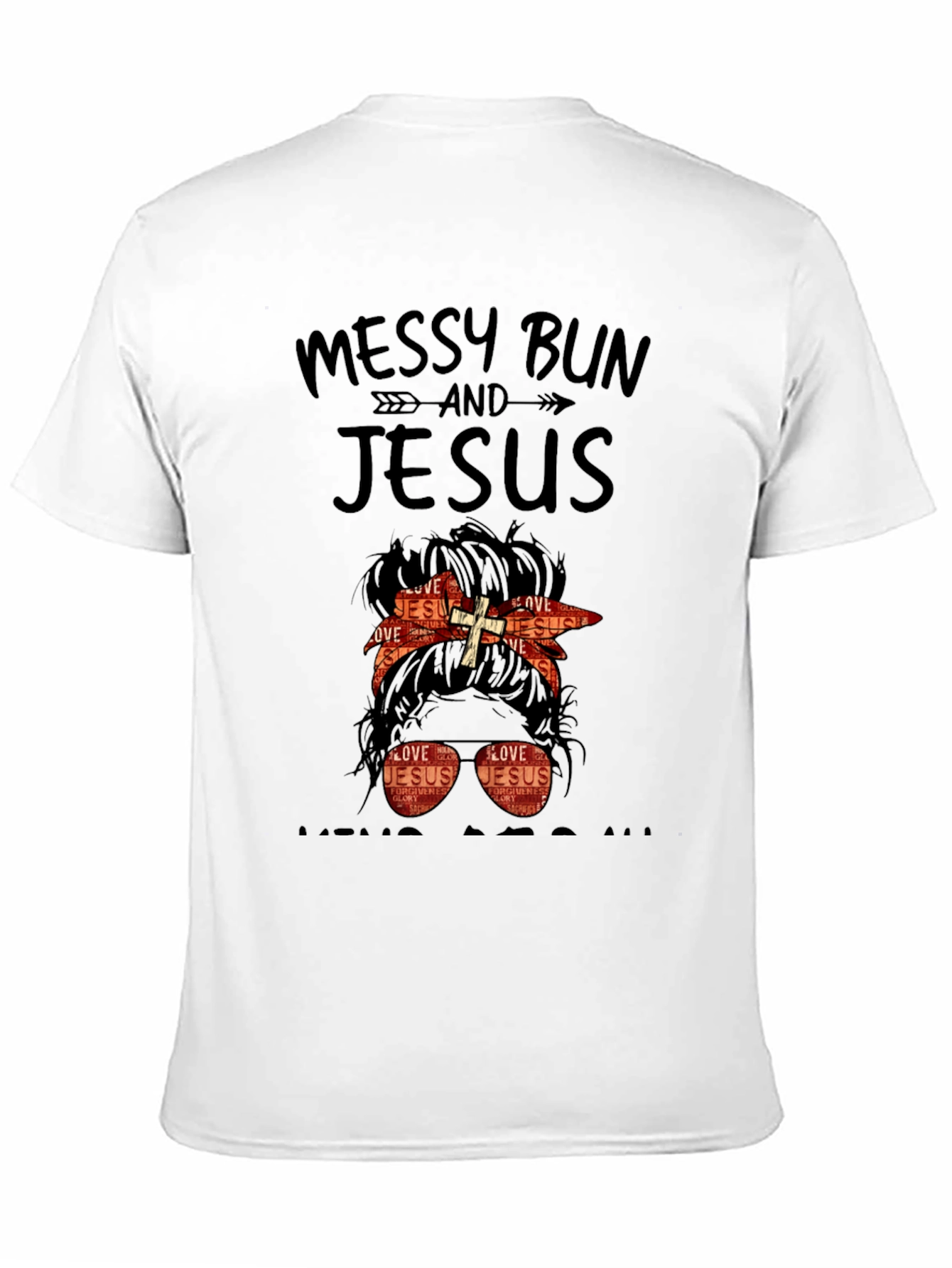 Camiseta Mujer Moño Desordenado y Jesús