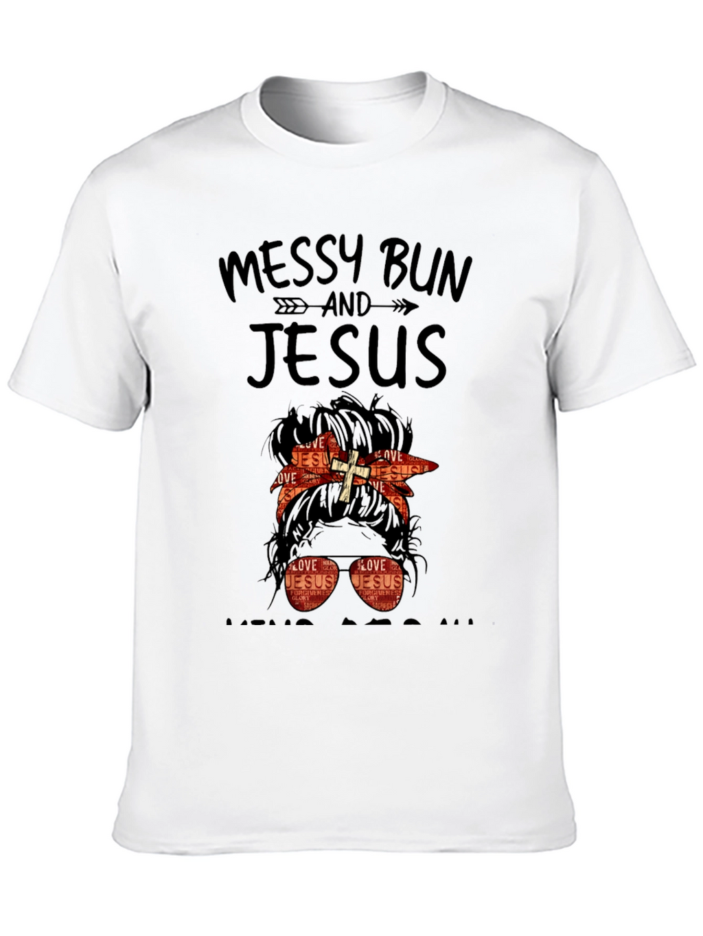 Camiseta Mujer Moño Desordenado y Jesús