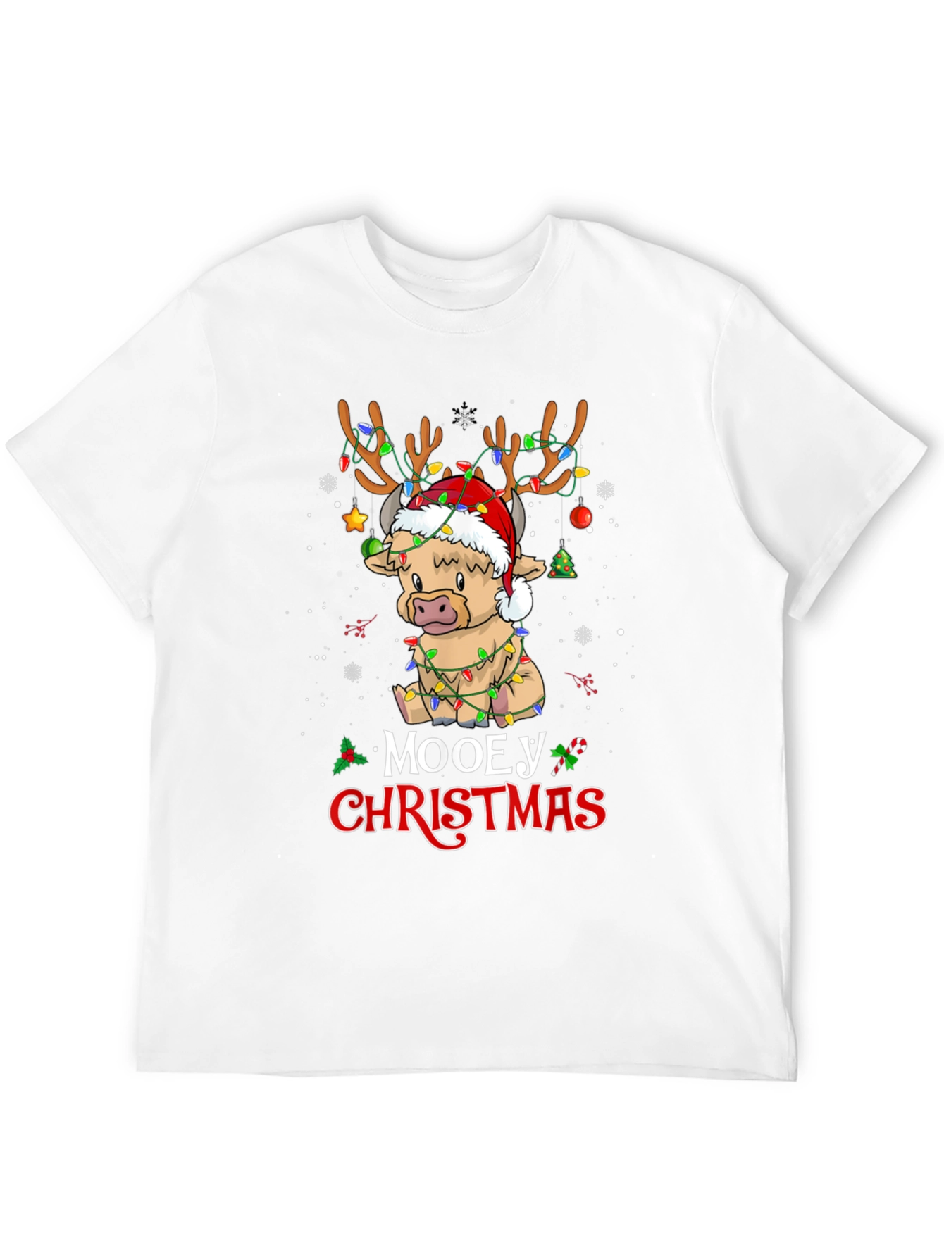 Camiseta Navideña con Diseño de Vaca Mooeey Christmas