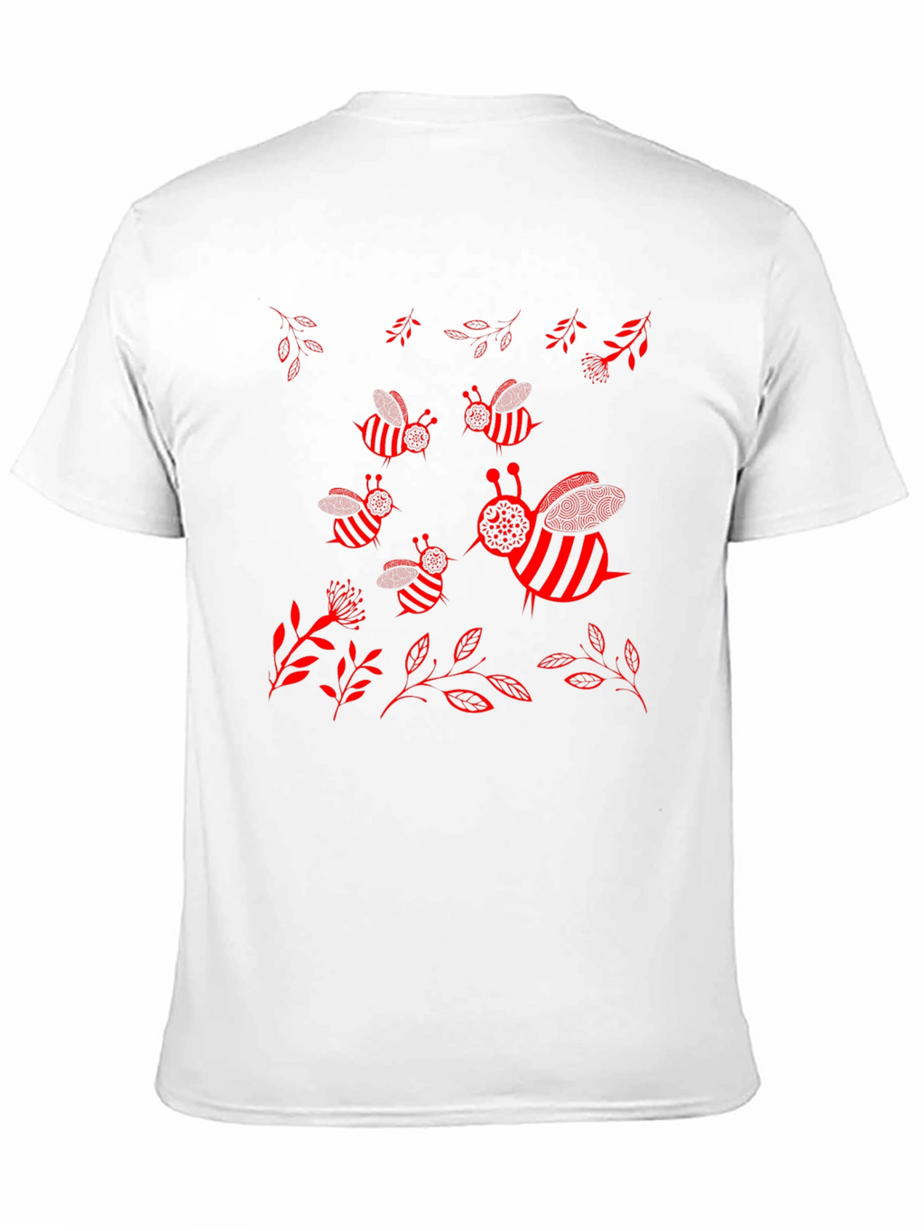 Camiseta Negra con Diseño de Abejas Rojas