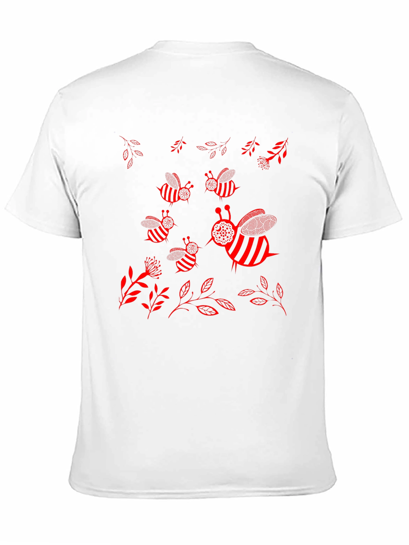 Camiseta Negra con Diseño de Abejas Rojas