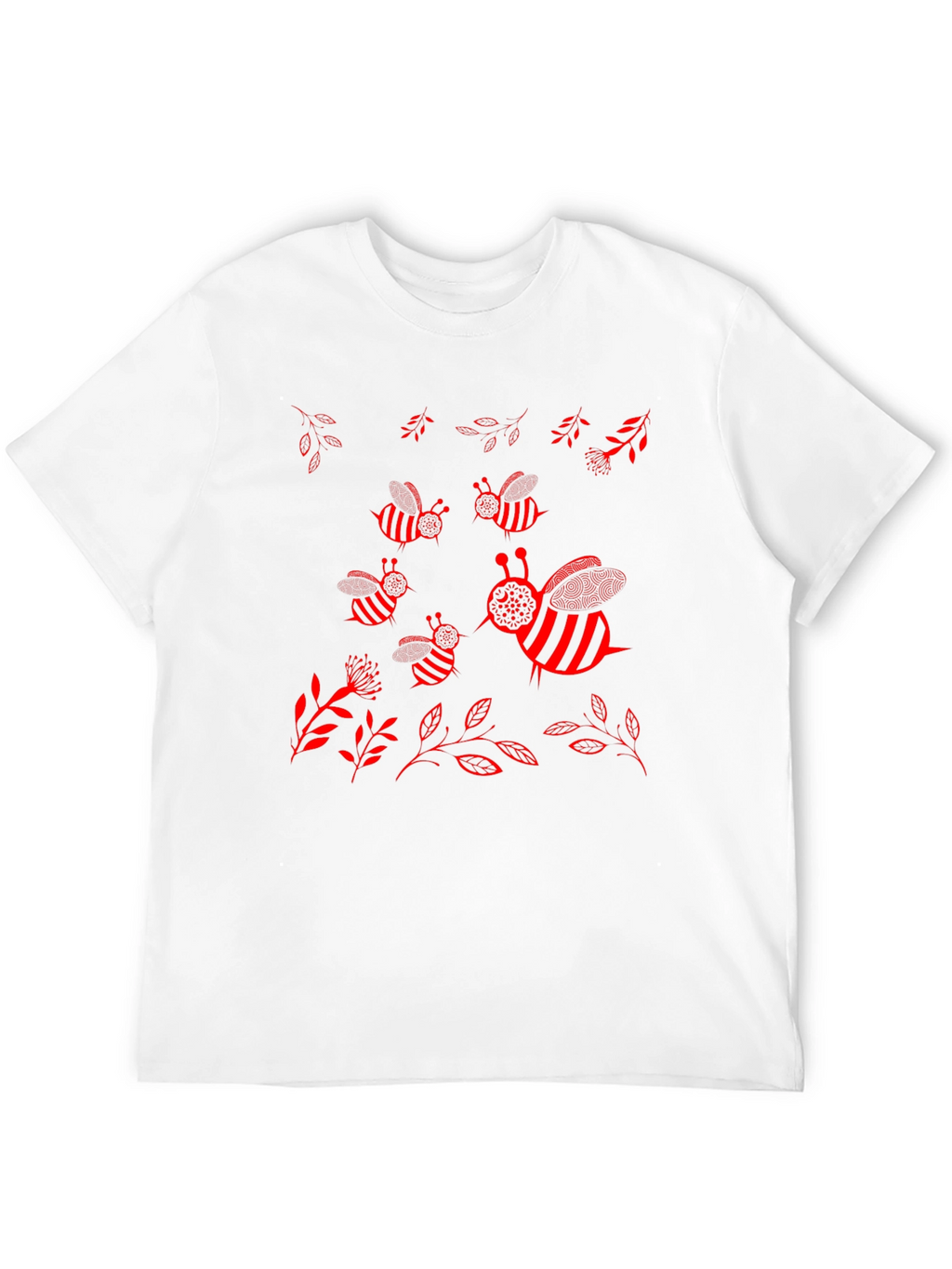 Camiseta Negra con Diseño de Abejas Rojas
