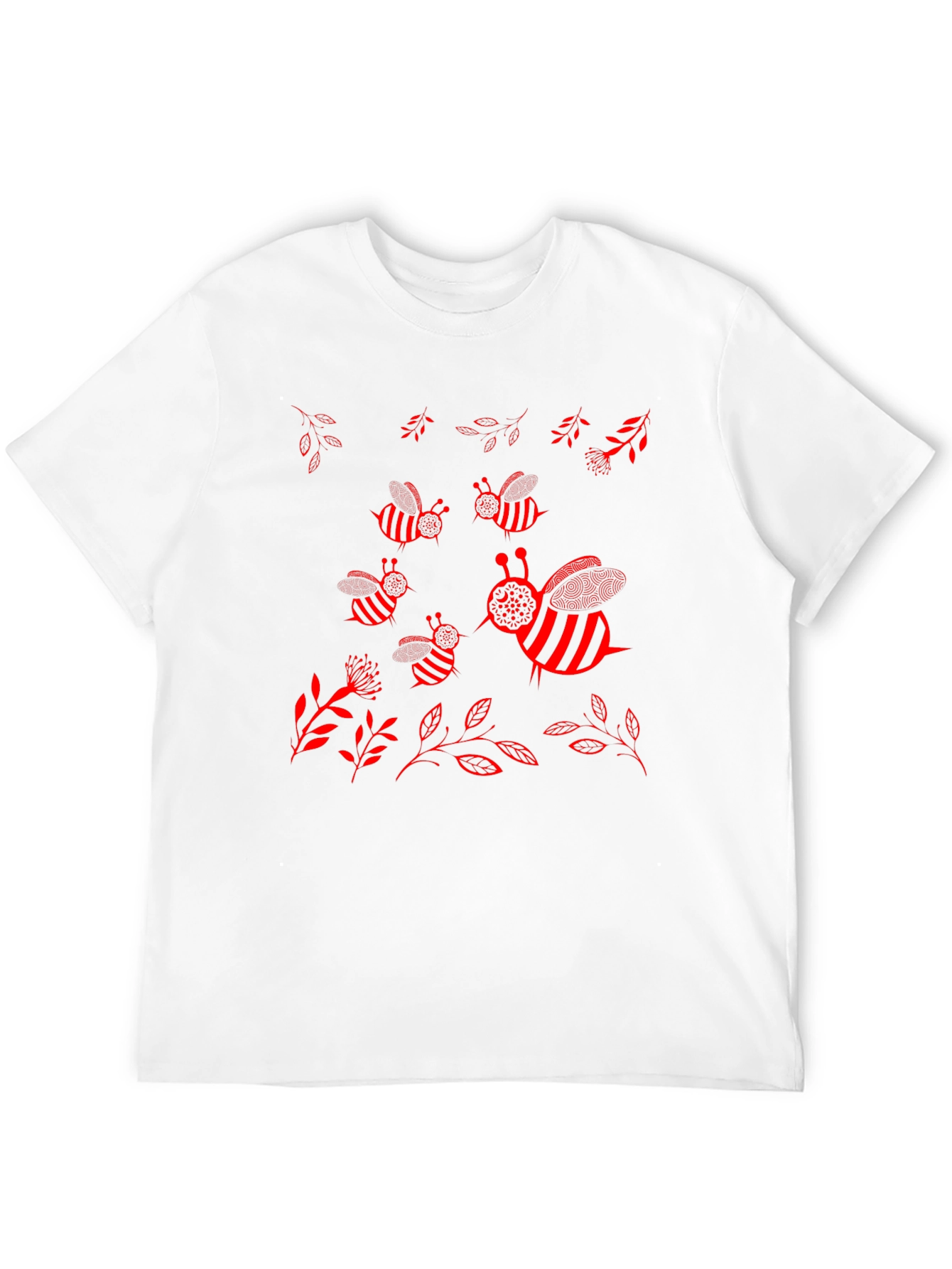 Camiseta Negra con Diseño de Abejas Rojas