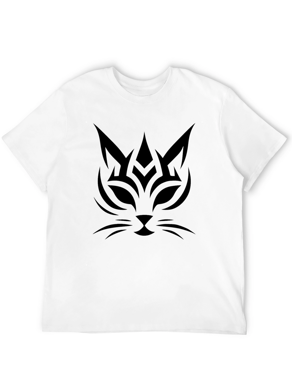 Camiseta Negra con Diseño de Gato Tribal