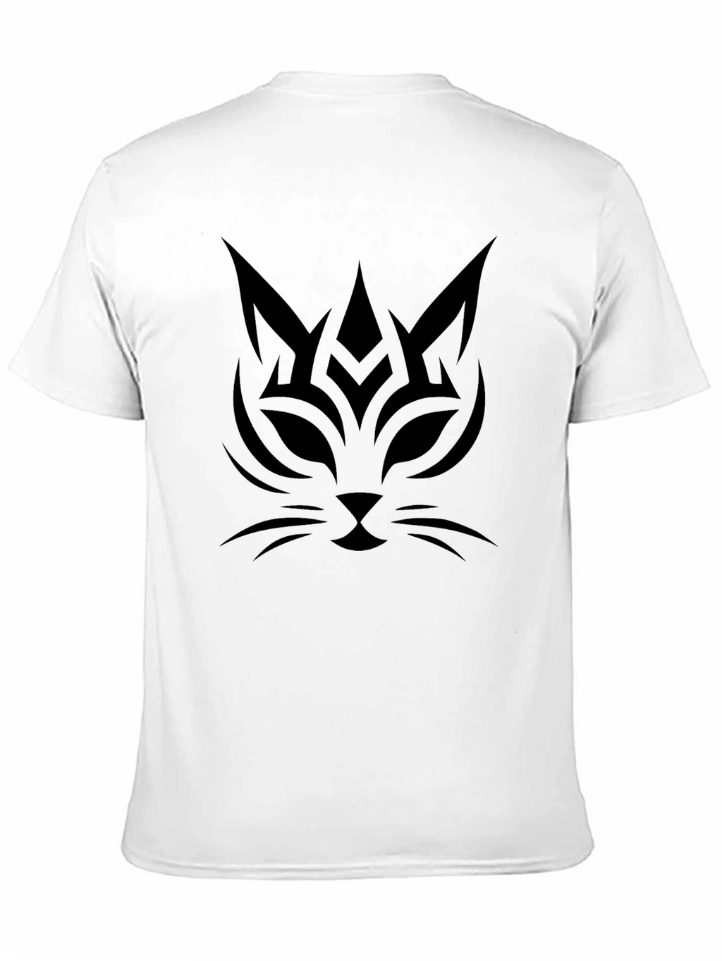 Camiseta Negra con Diseño de Gato Tribal