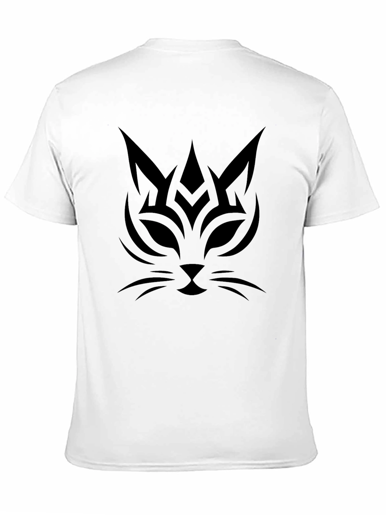 Camiseta Negra con Diseño de Gato Tribal
