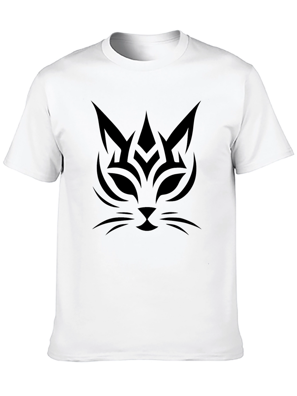 Camiseta Negra con Diseño de Gato Tribal