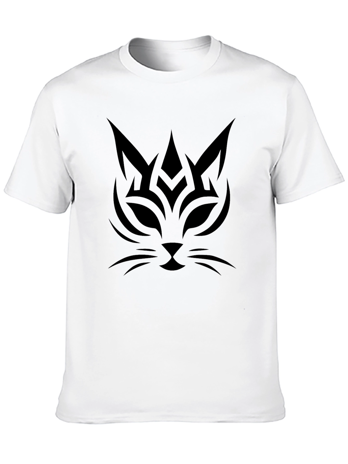 Camiseta Negra con Diseño de Gato Tribal