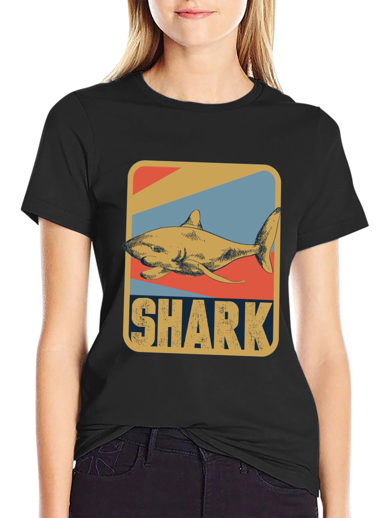 Camiseta Gráfica Shark Vintage para Hombre