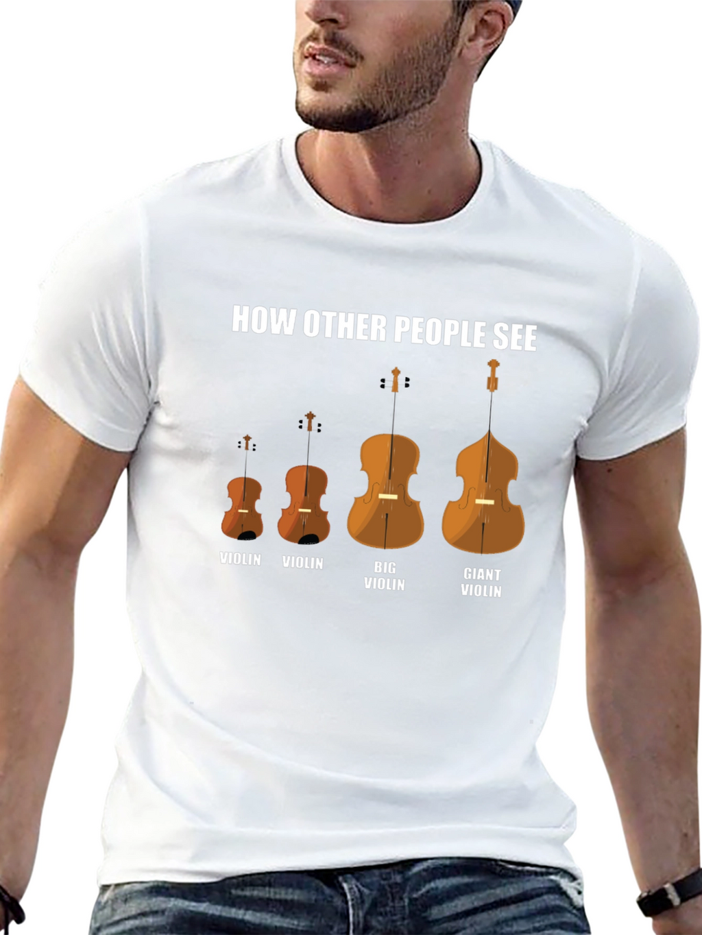 Camiseta Negra Cómo Otros Ven Violines Divertida