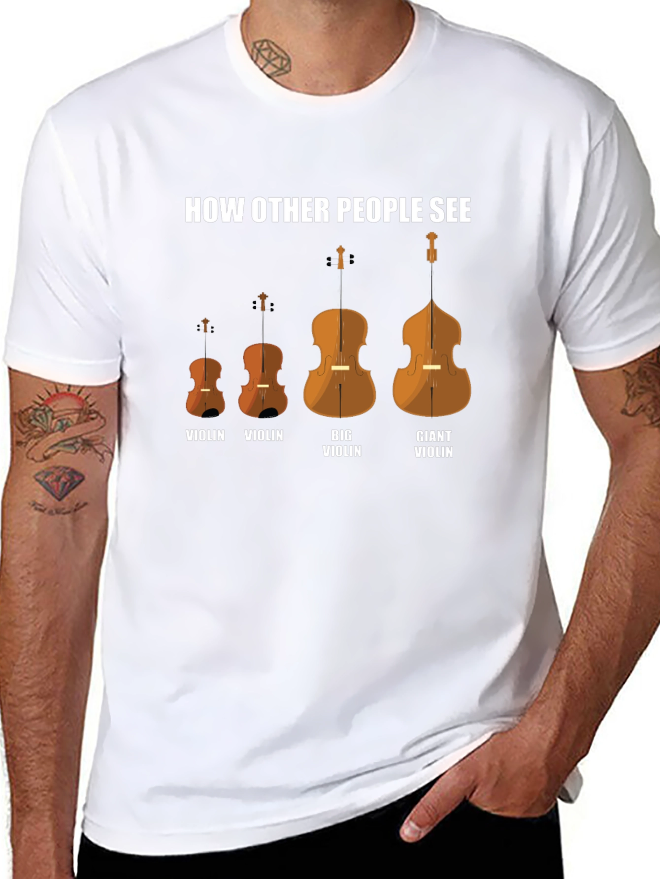 Camiseta Negra Cómo Otros Ven Violines Divertida