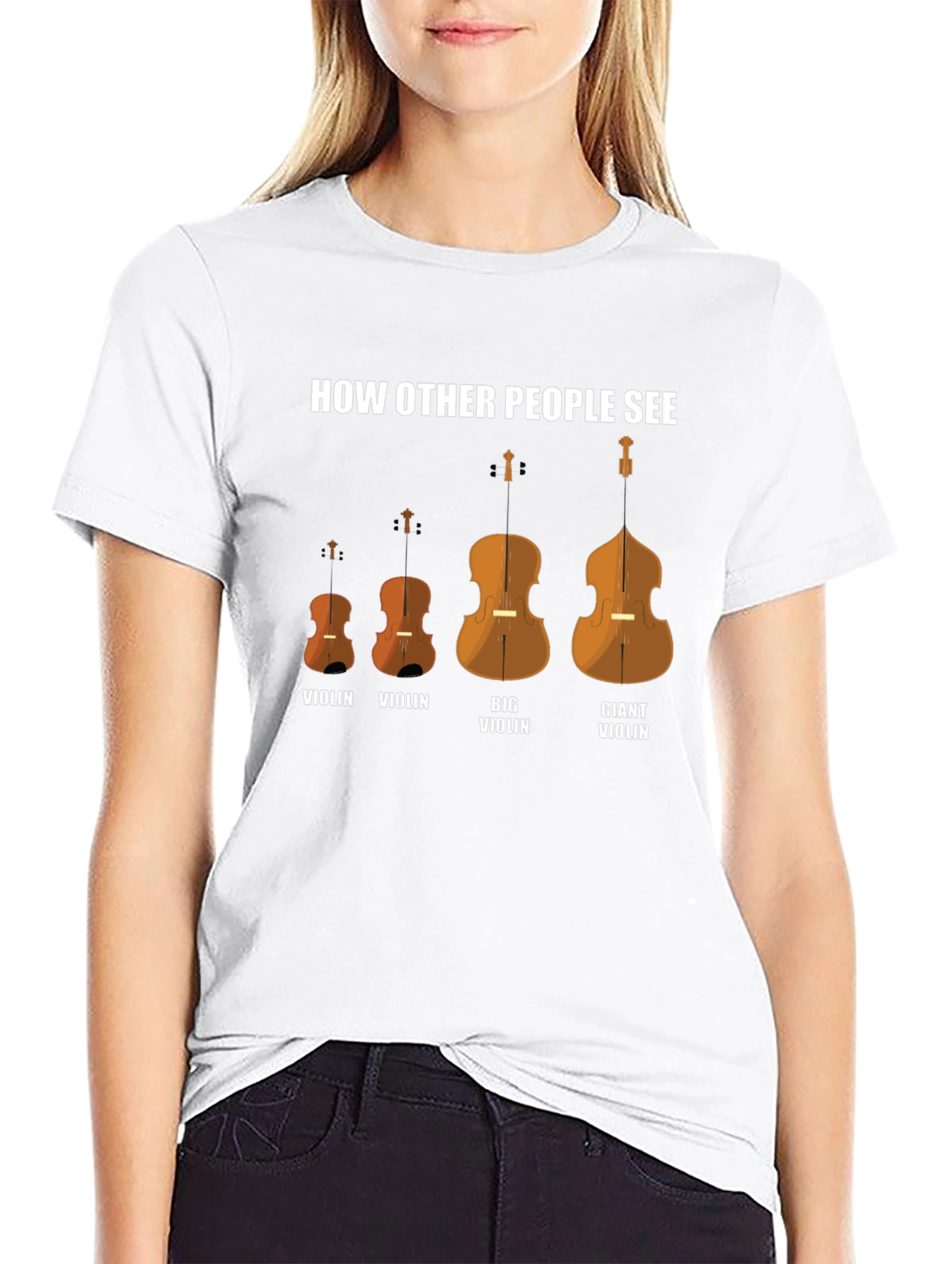 Camiseta Negra Cómo Otros Ven Violines Divertida