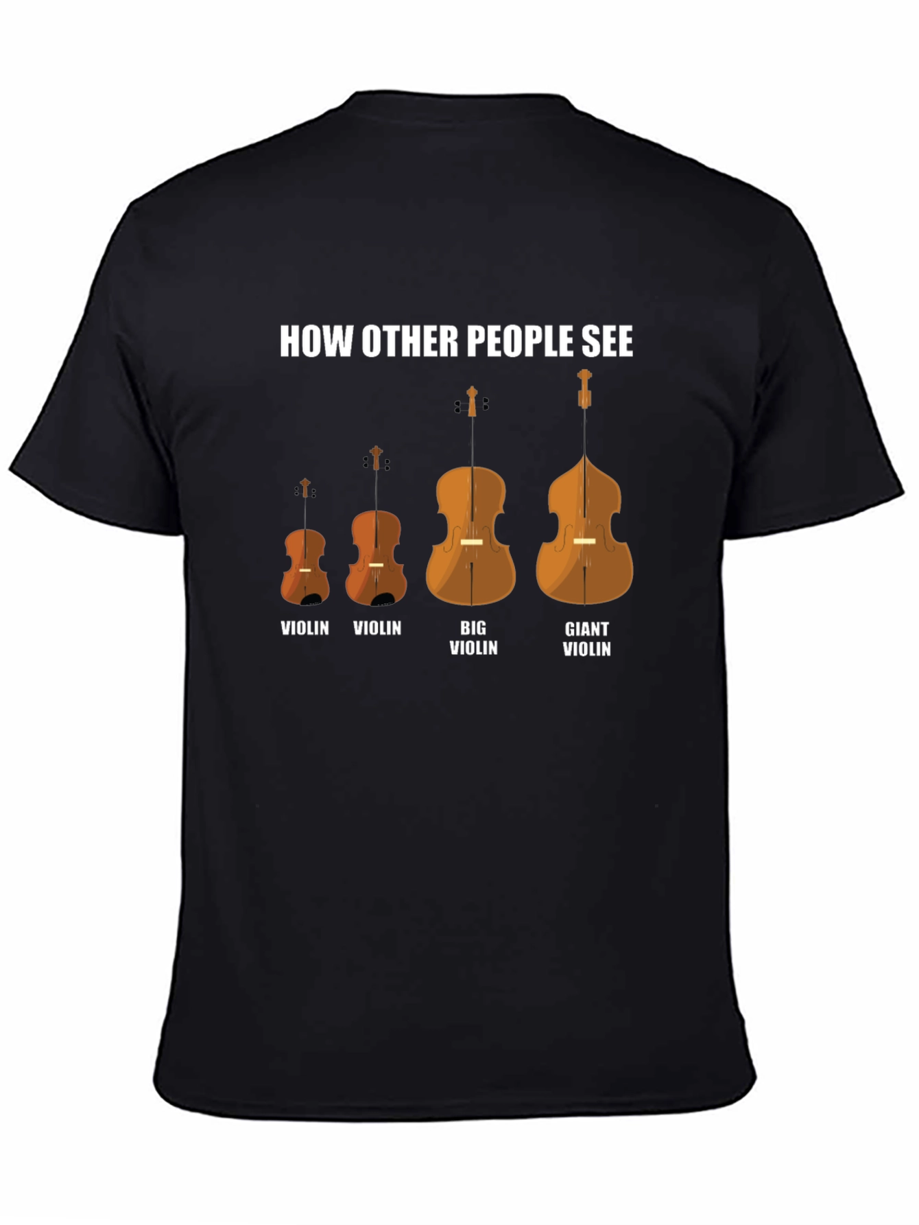 Camiseta Negra Cómo Otros Ven Violines Divertida