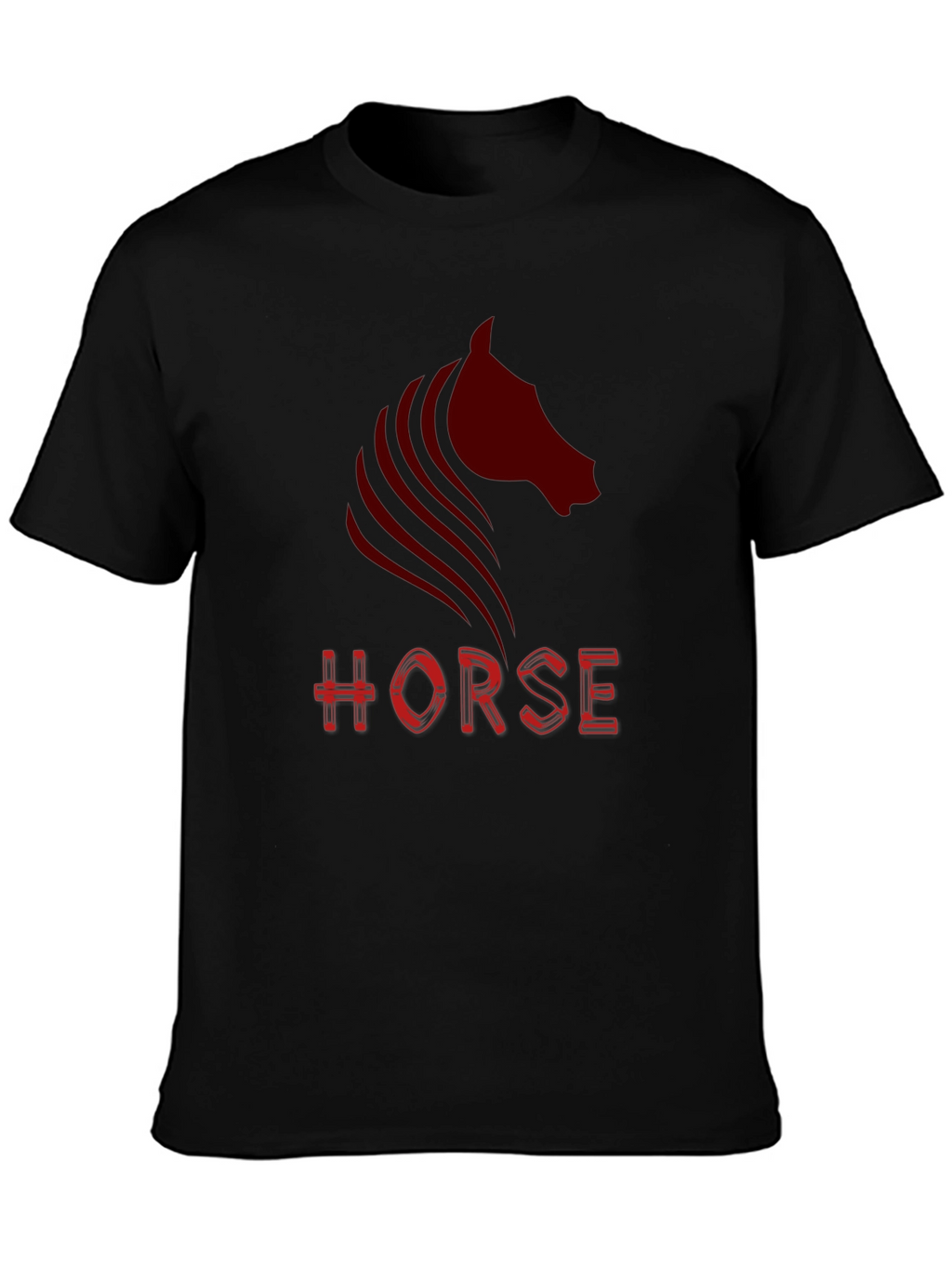 Camiseta Negra con Diseño de Caballo Rojo