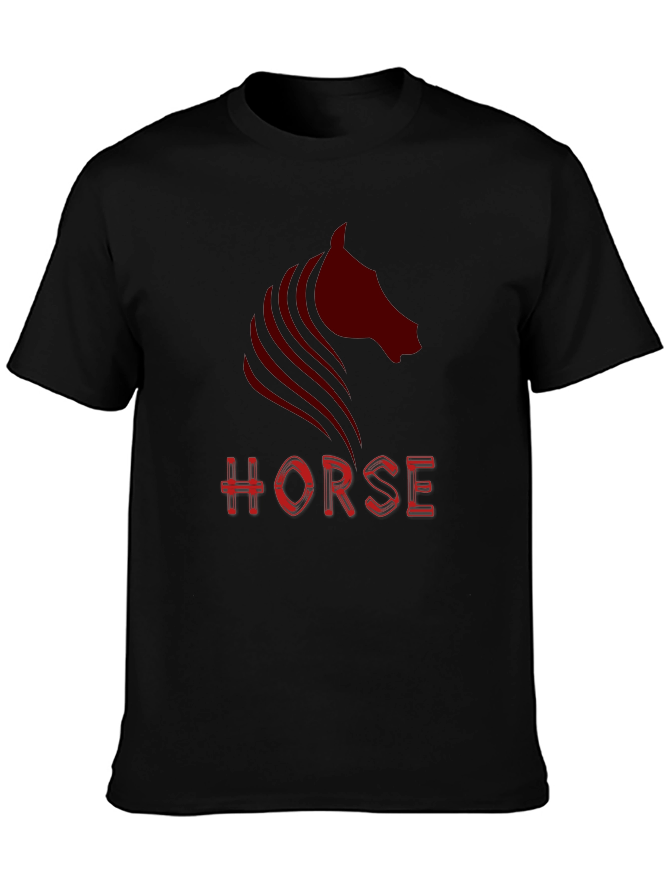 Camiseta Negra con Diseño de Caballo Rojo
