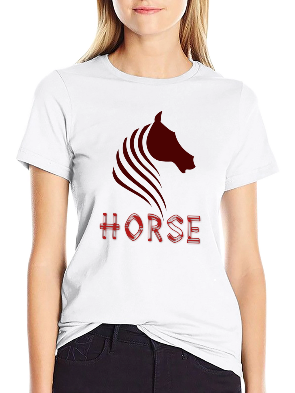 Camiseta Negra con Diseño de Caballo Rojo