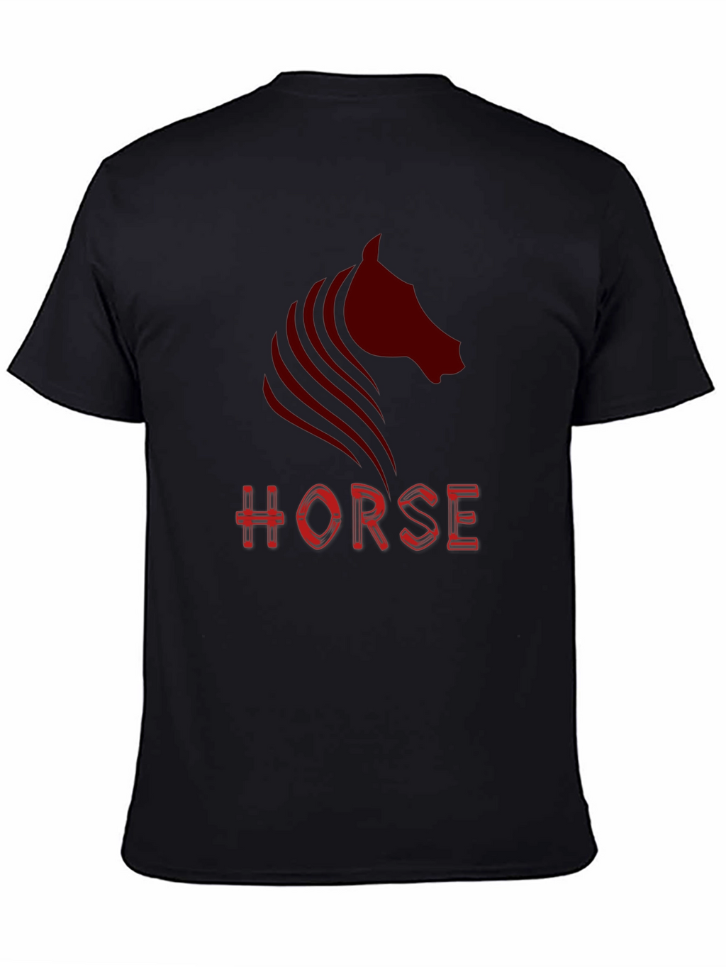 Camiseta Negra con Diseño de Caballo Rojo