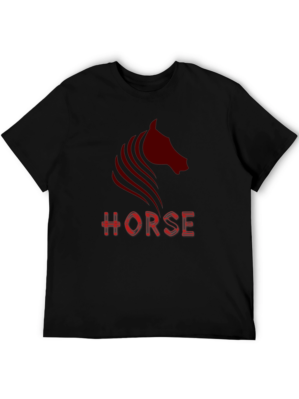 Camiseta Negra con Diseño de Caballo Rojo