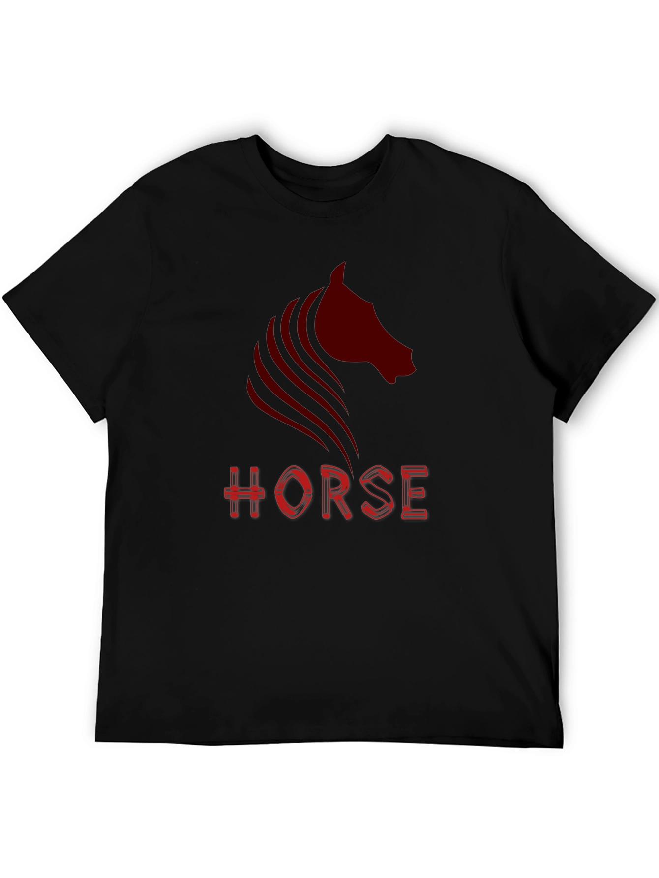 Camiseta Negra con Diseño de Caballo Rojo