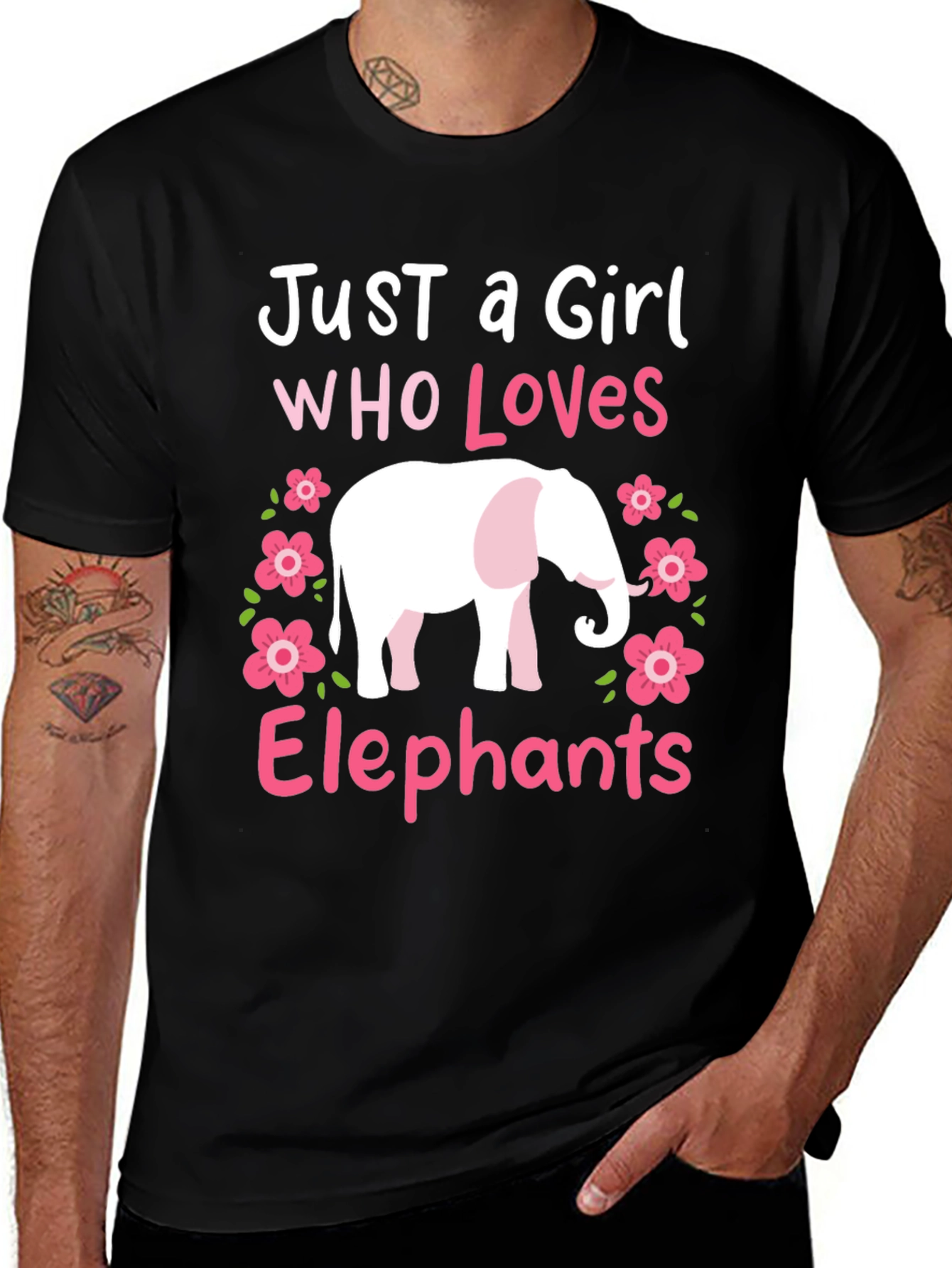 Camiseta Negra con Diseño de Elefante para Amantes de Animales