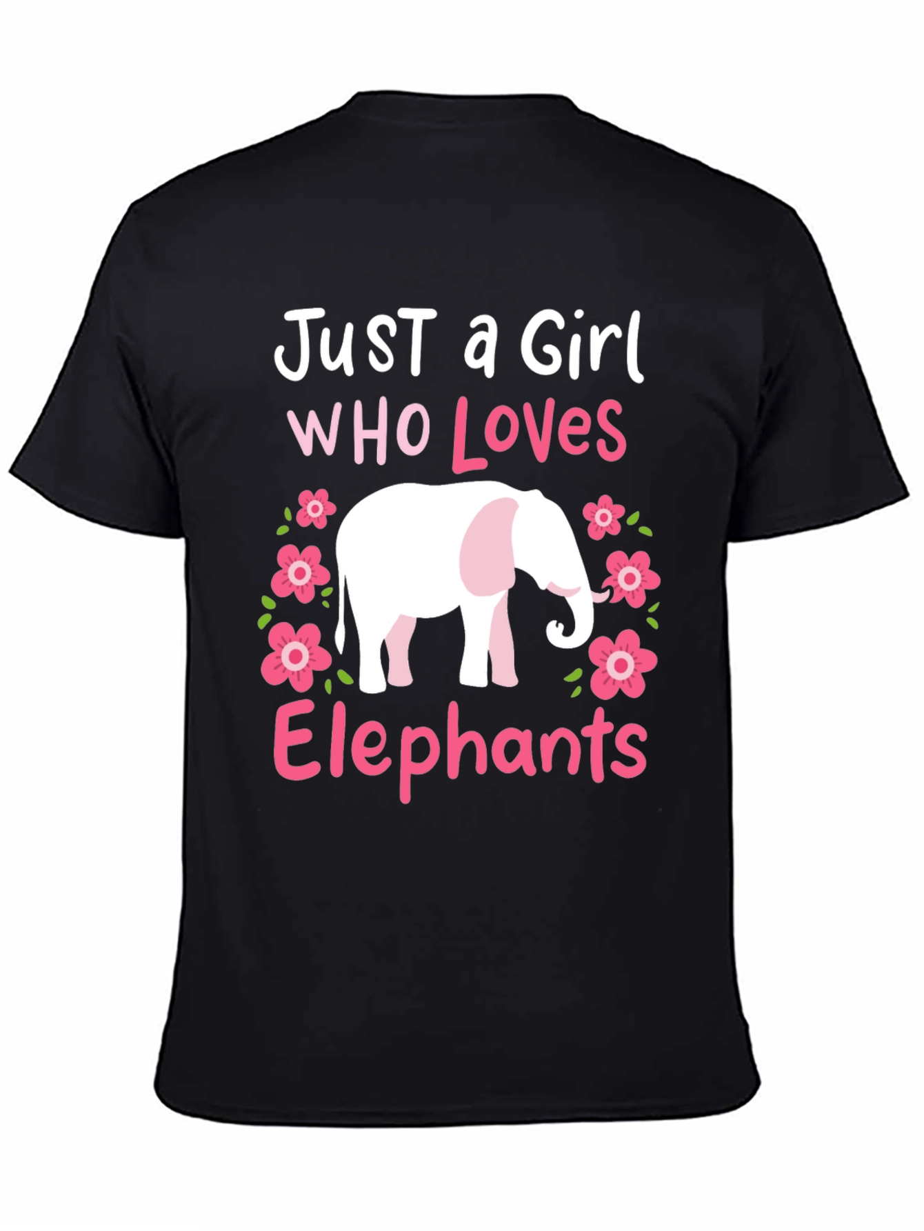 Camiseta Negra con Diseño de Elefante para Amantes de Animales