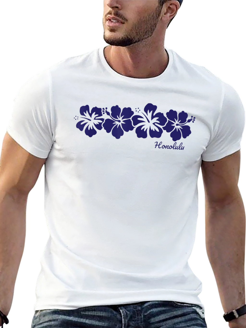 Camiseta Honolulu Flores Hawaianas Negra