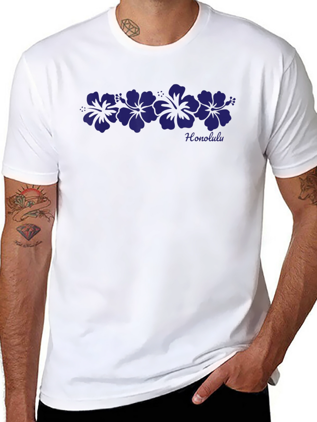 Camiseta Honolulu Flores Hawaianas Negra