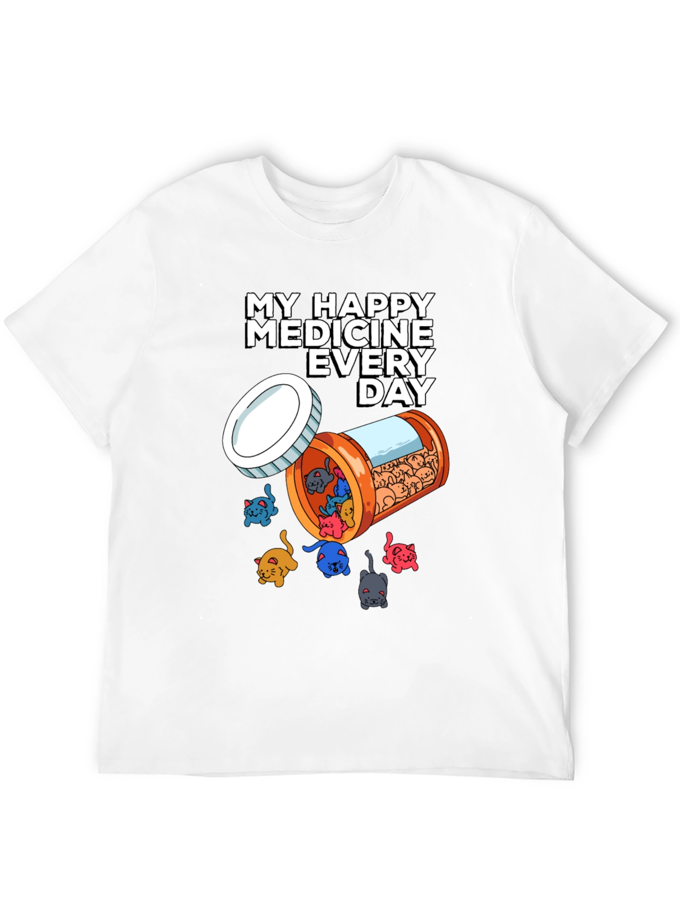 Camiseta Mi Medicina Feliz con Diseño de Gatos